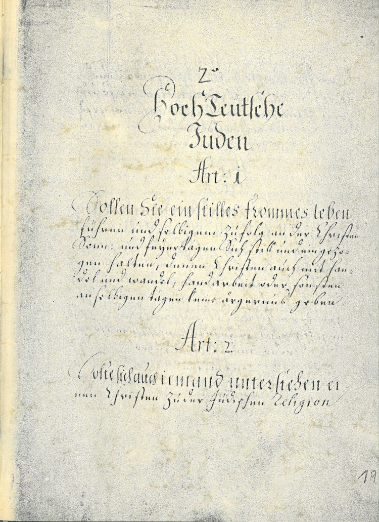 Neue-REGLEMENT Der Judenschafft in Hamburg, 7. September 1710