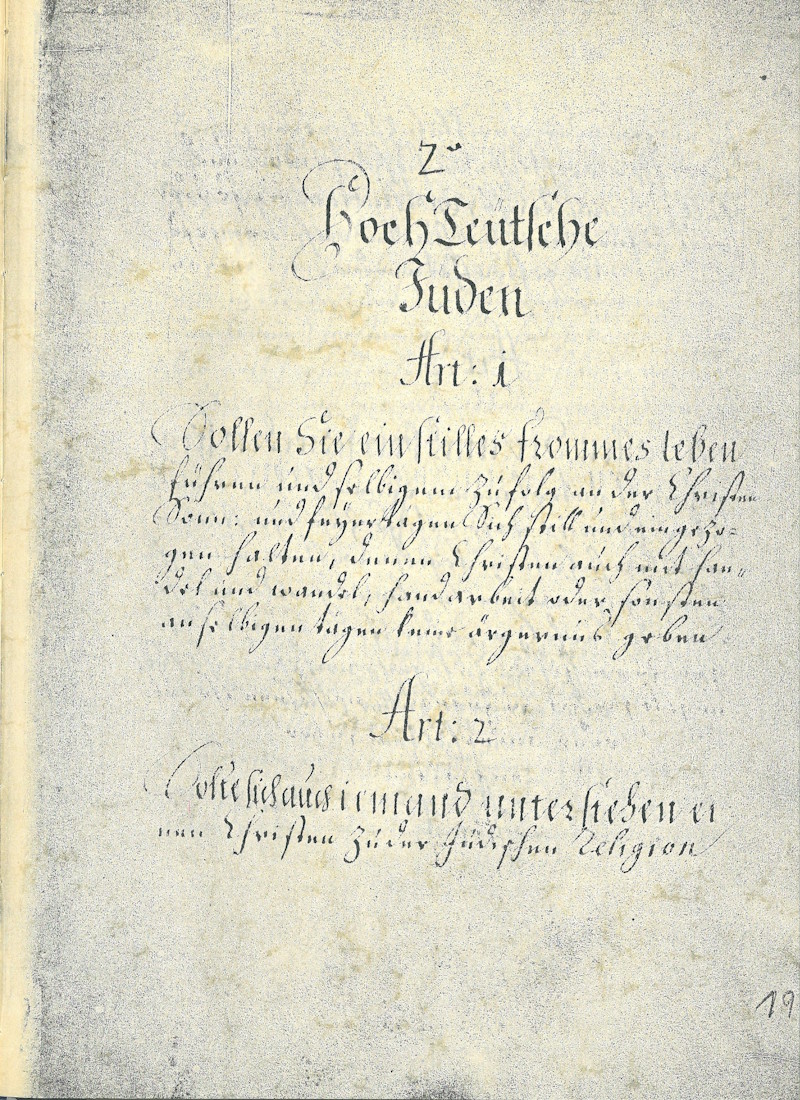 Neue-REGLEMENT Der Judenschafft in Hamburg, 7. September 1710