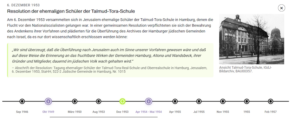 Screenshot des Zeitstrahls